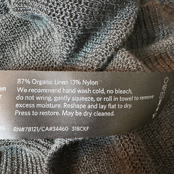 Eileen Fisher Belted Cardigan Sweater Gray Linen Long Sleeve Size Medium - Picture 5 of 5